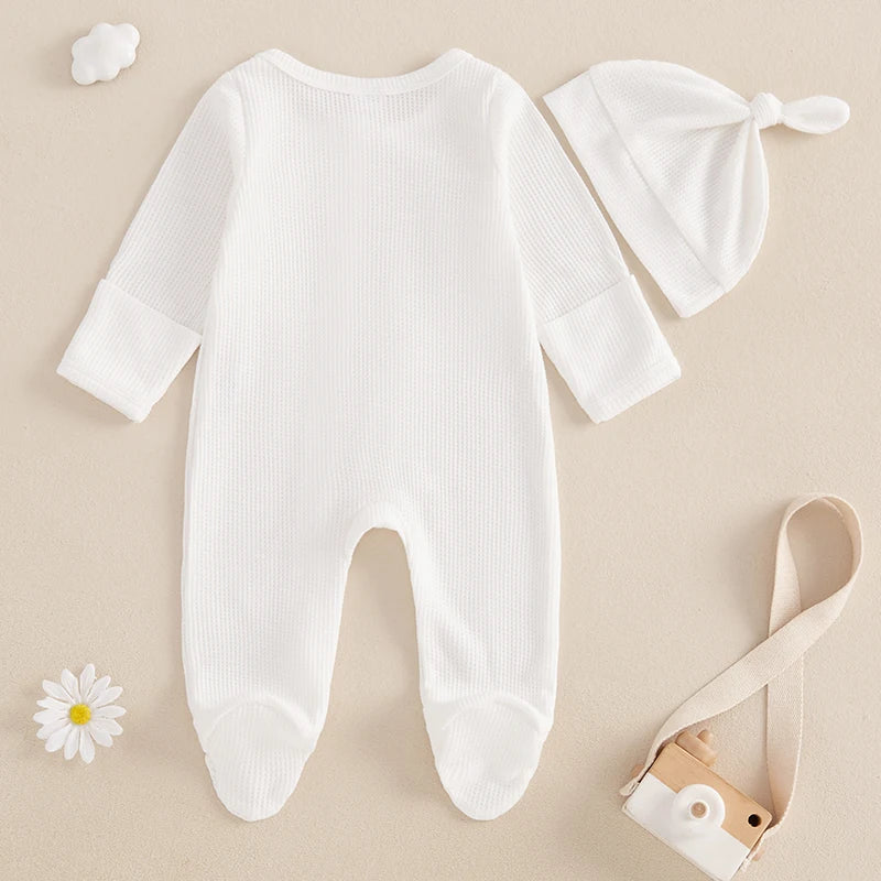 Infant Winter Warm Romper Solid Color Fleece Long Sleeve Hooded Zipper Jumpsuit with Mittens and Booties