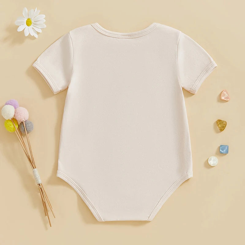Infant Unisex Jumpsuits Vintage Cap Sleeve Crew Neck Cloud Pattern  Outfit Romper Suit