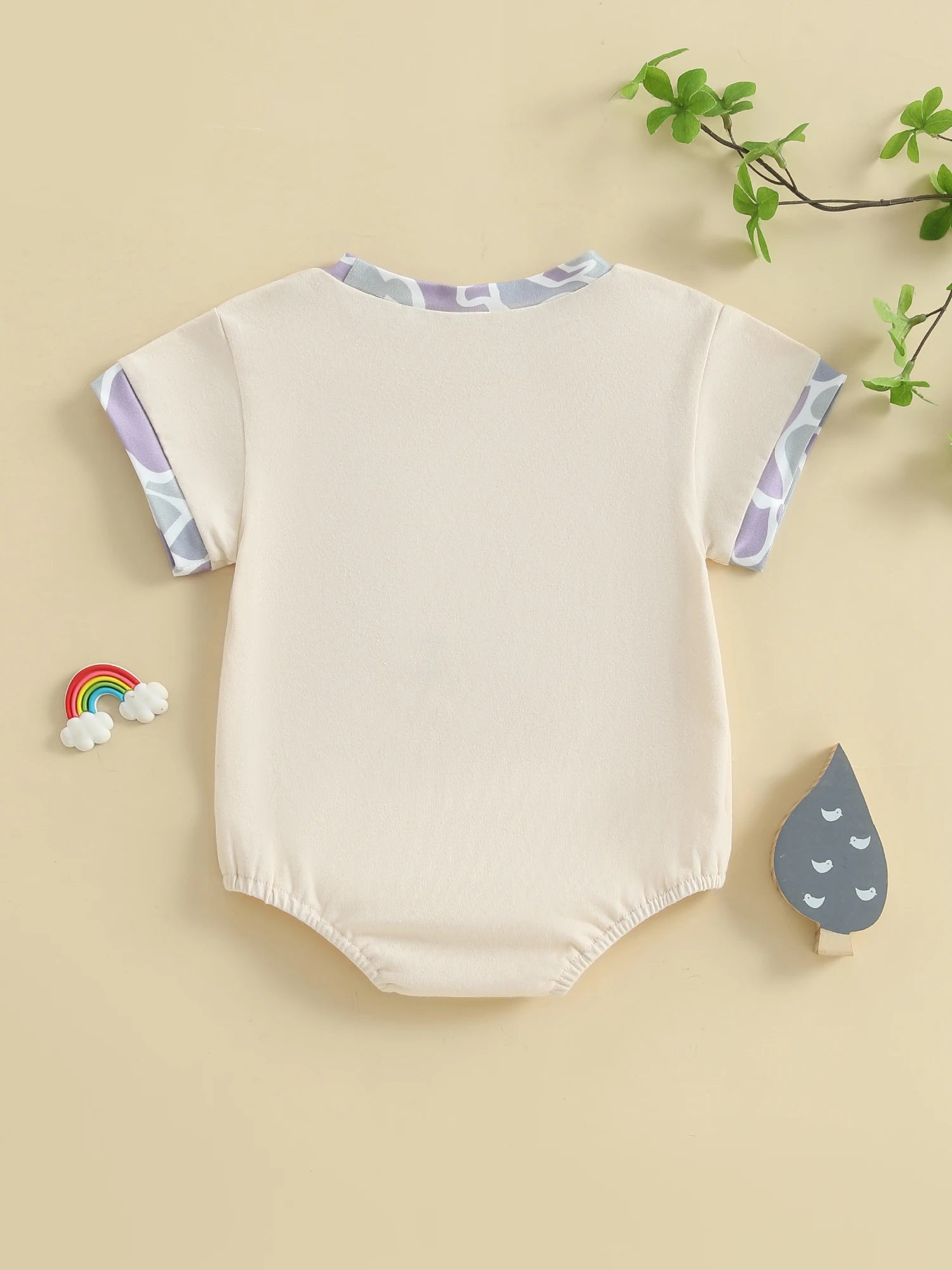 Cute Baby Boys Rompers with Bear Print and Button Closure Round Neck Short Sleeve Infant Bodysuits Jumpsuits