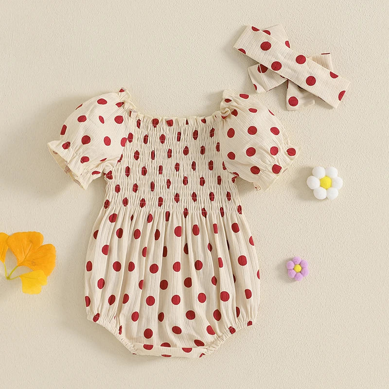 Toddler Girls Floral Print Ruffle Sleeve Romper with Matching Headband Set for Summer Beach Outfit