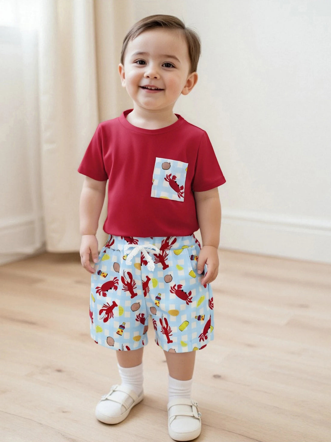 Toddler Boys 2-Piece Outfit Short Sleeve Tee with Fun Dinosaur Print Shorts Set for Summer Playtime