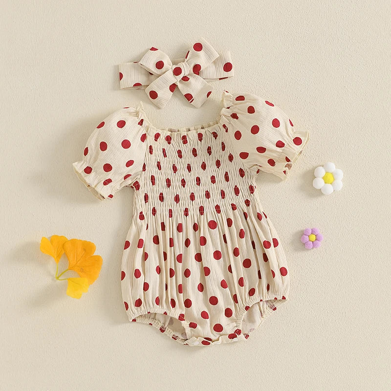 Toddler Girls Floral Print Ruffle Sleeve Romper with Matching Headband Set for Summer Beach Outfit
