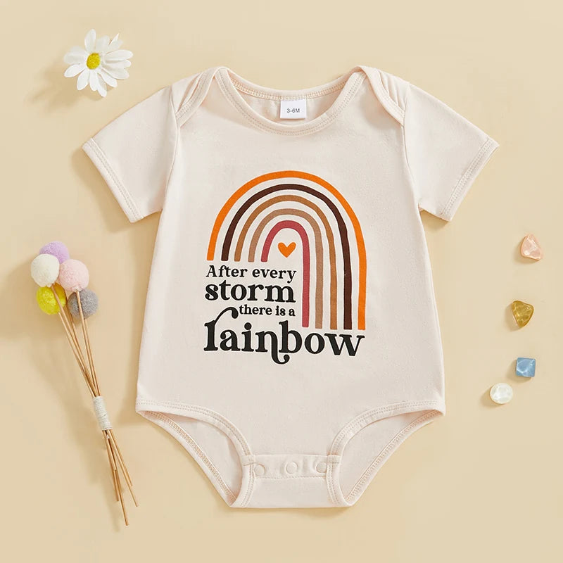 Infant Unisex Jumpsuits Vintage Cap Sleeve Crew Neck Cloud Pattern  Outfit Romper Suit