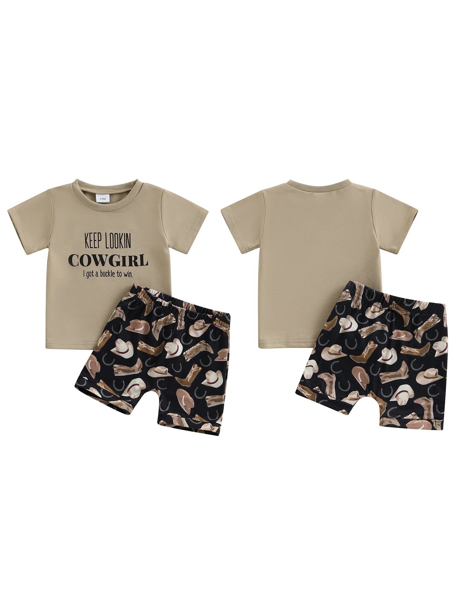 Toddler Boys Cowboy Style Clothing Set with Graphic Tee and Printed Shorts Complete Outfit with Boots and Cap for Western