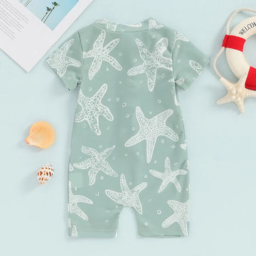 Baby Girls  Swimsuit Sun Protection Long Sleeve Zipper Rash Guard Swimwear with Cute Mermaid Print