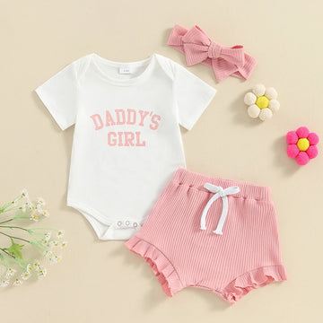 Toddler Girls 2-Piece Outfit Sleeveless Floral Print Top with Ruffle Shorts and Matching Headband Summer Set for Baby Girls