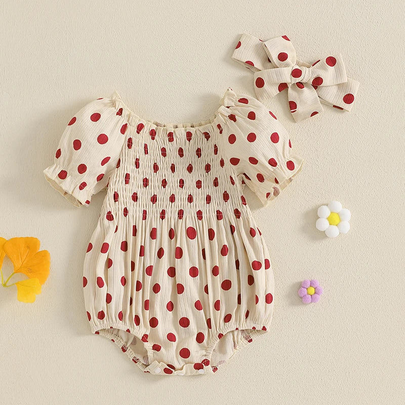Toddler Girls Floral Print Ruffle Sleeve Romper with Matching Headband Set for Summer Beach Outfit