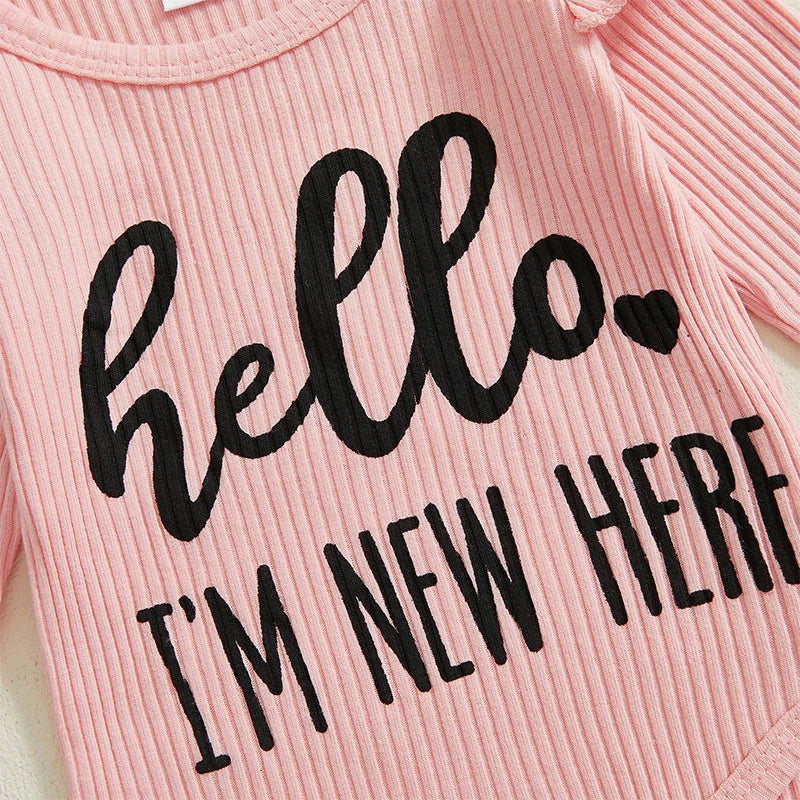 Adorable Baby Girls 4-Piece Set with Letter Print Romper Ruffles Layered Skorts Headband and Socks for a Cute Look
