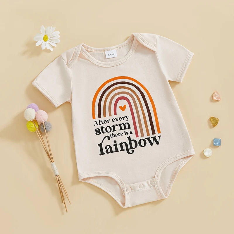 Infant Unisex Jumpsuits Vintage Cap Sleeve Crew Neck Cloud Pattern  Outfit Romper Suit