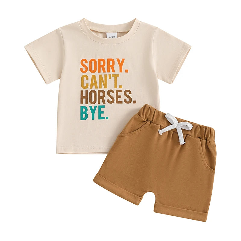 Toddler Boys Casual Summer Outfits Dinosaur Striped Print Short Sleeves T-Shirt and Elastic Shorts Set for 2 Piece Clothing