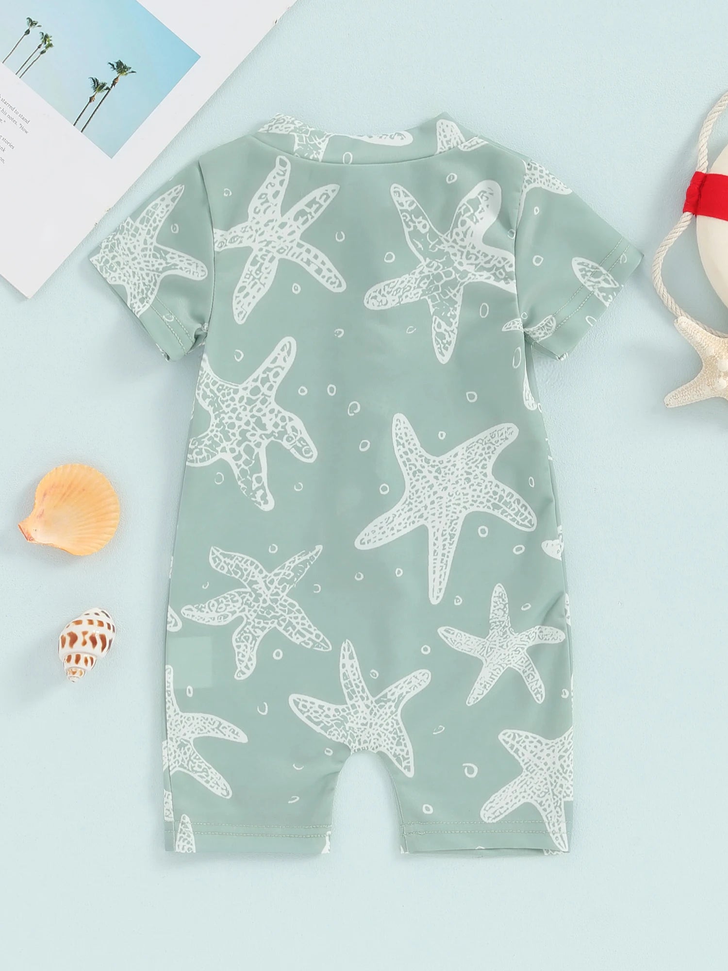 Baby Girls  Swimsuit Sun Protection Long Sleeve Zipper Rash Guard Swimwear with Cute Mermaid Print
