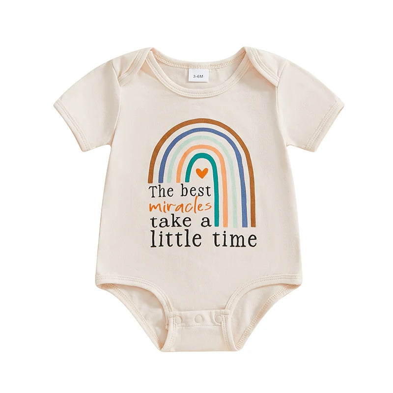 Infant Unisex Jumpsuits Vintage Cap Sleeve Crew Neck Cloud Pattern  Outfit Romper Suit