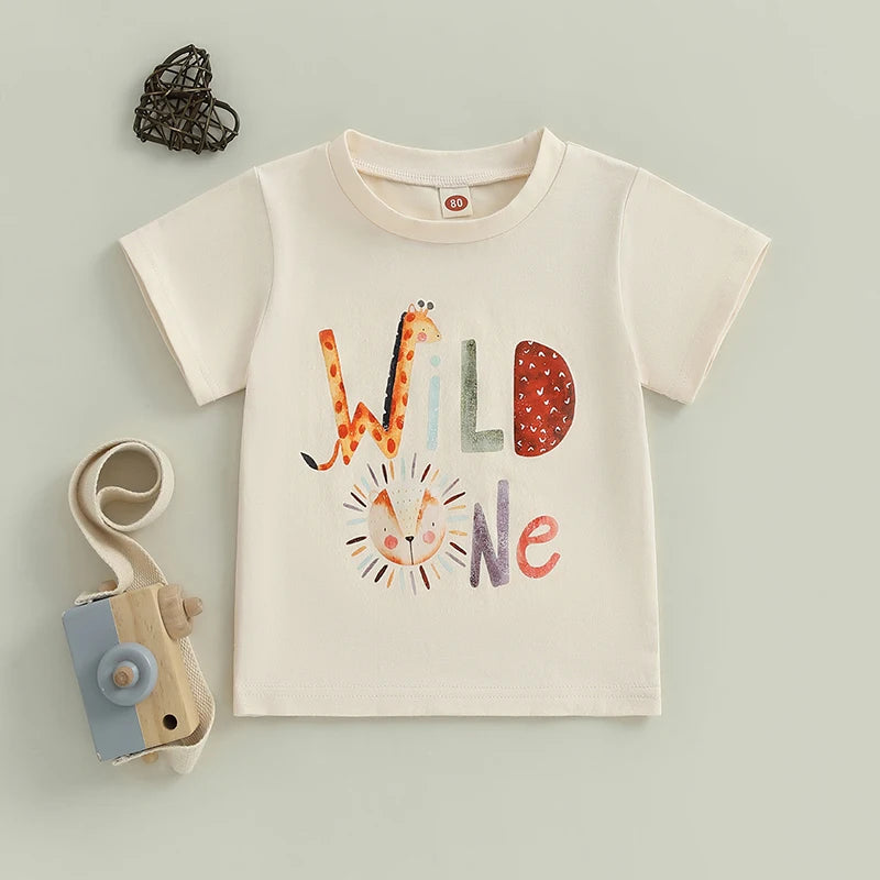 Kids Birthday Party T-Shirts with Cute Animal Prints and Fun Letter Designs for Boys and Girls - Stylish Summer Tops for