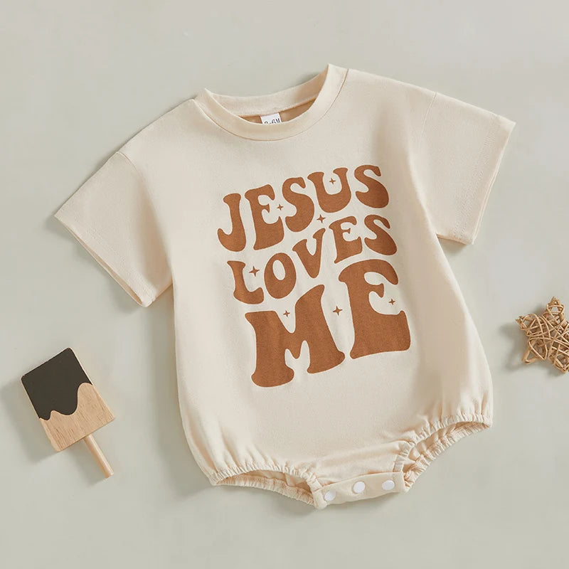 Adorable Toddler Playsuit with Cute Animal Print Round Neck Short Sleeve Baby  for Warm Weather Fun
